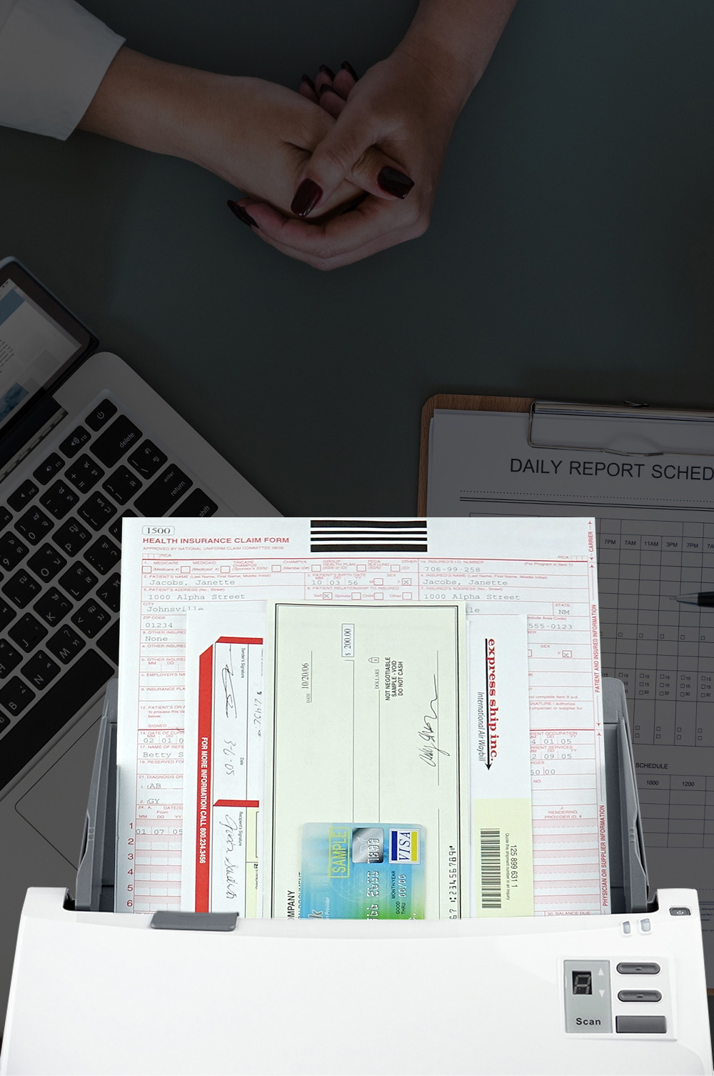 This scanner can scan every size document at the same time with perfect result